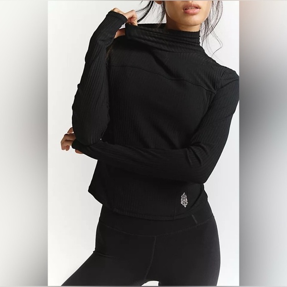 FP Movement by Free People Black Ribbed Turtleneck Long Sleeve Top | S | NWT - Picture 1 of 10